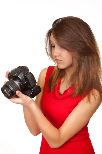 La chica de la cámara — Foto de Stock