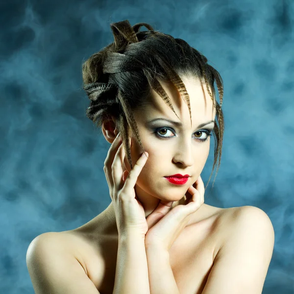 Fiatal gyönyörű nő, barna divat divat-portré Stock Fotó