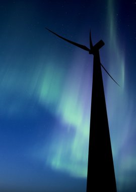 Wind Farm And Northern Lights clipart