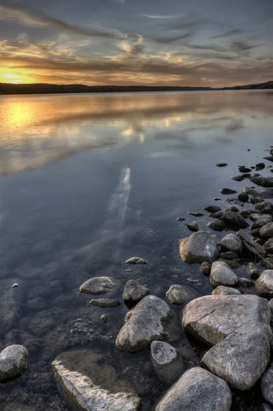 日落萨斯喀彻温湖加拿大 — 图库照片