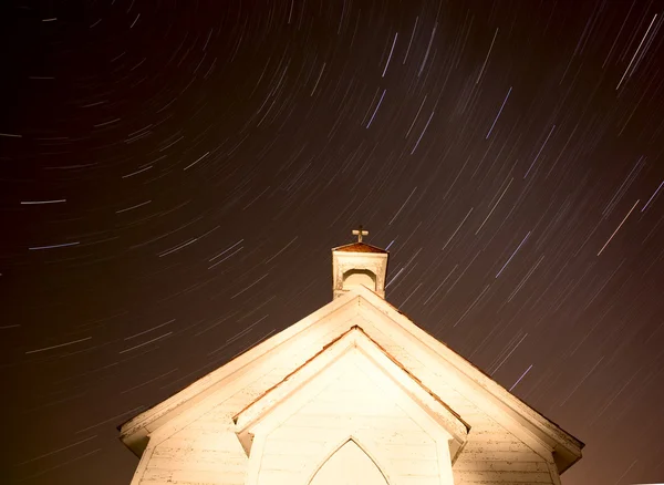 Church Night Star Trails — Stock Photo, Image
