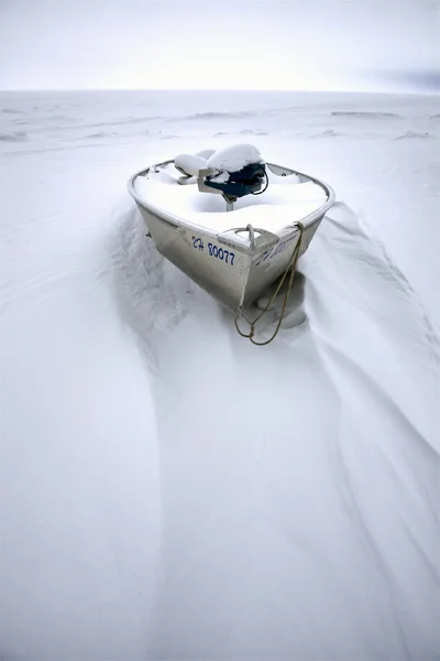 Zimní rybářské lodi — Stock fotografie
