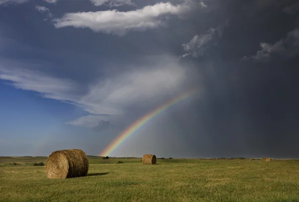 Prairie Hail Storm and Rainbow — Stock Photo, Image