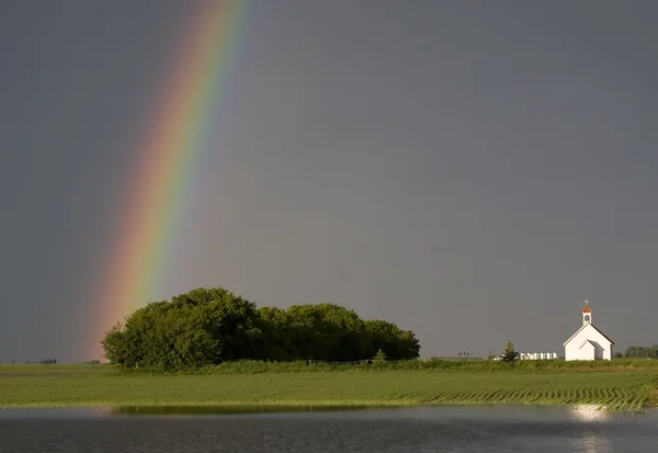 stock image Country Church and Rainbow