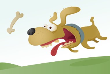 Dog Chasing Bone clipart