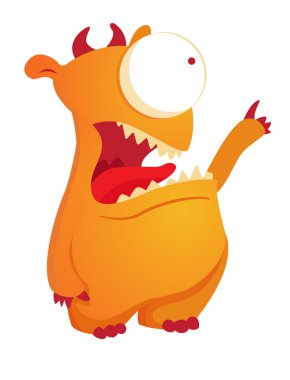 Orange Monster pointing at something clipart