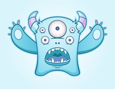 Surprised Blue Monster clipart