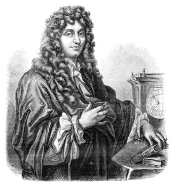 Huygens. - Drawing of Edward Garnier. of Edelinck after, vintage clipart