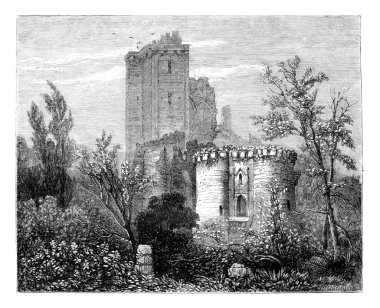 The Castle of Lavardin. - Drawing Tirpenne, vintage engraving. clipart