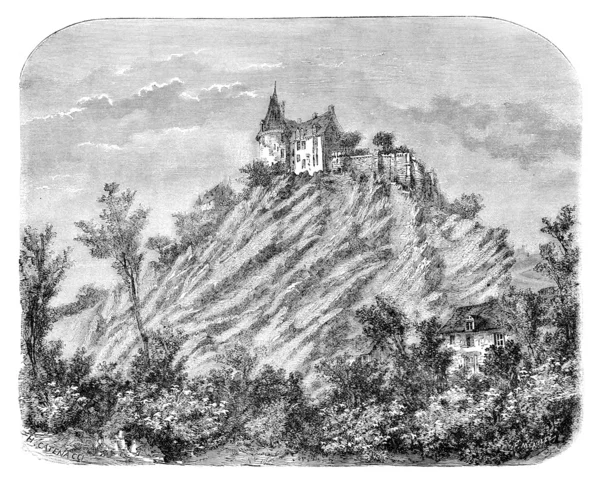 Chateau de Sainte-Suzanne (Mayenne). - Desenho Catenacci, vintag — Fotografia de Stock
