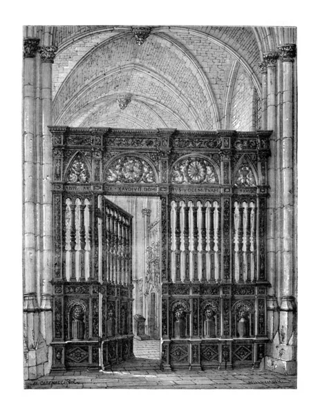 Cierre del coro (roble) de la Catedral de Lisieux. - Drawin —  Fotos de Stock