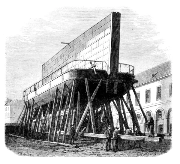 Hafen von Brest. - Boot-Eisentor (1). - Zeichnung ph. Blanchard, vi — Stockfoto