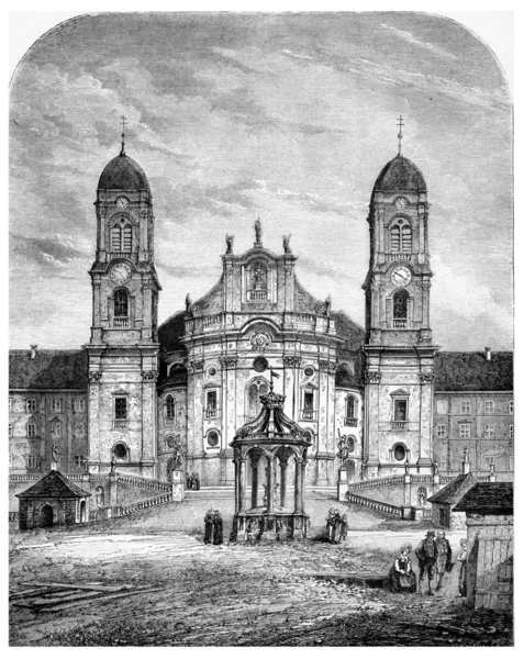 Notre-Dame des Ermites (Einsiedeln, Suisse), engra vintage — Photo