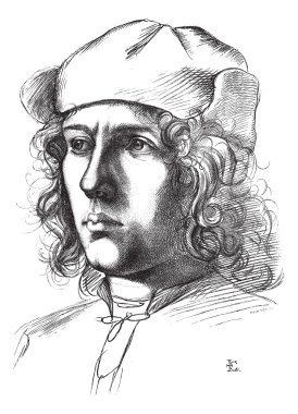 Uffizi Gallery and Pitti, Florence, Portrait drawing by himself clipart
