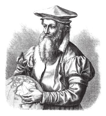 Gerard mercator, antika gravür.