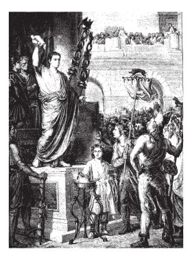 Augustus presented to the members of the three provinces of Gaul clipart