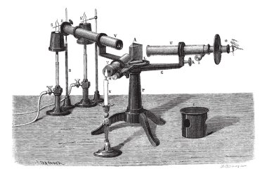The Spectroscope or spectrophotometer, vintage engraving. clipart