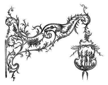 Wrought iron signs, a Temesvar. Drawing Garnier, after the album clipart
