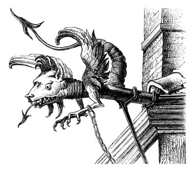 Gargoyle of the sixteenth century, a Neuchatel (Switzerland), vi clipart