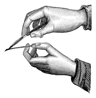 Position of the knife and grooved in the simple incision from wi clipart