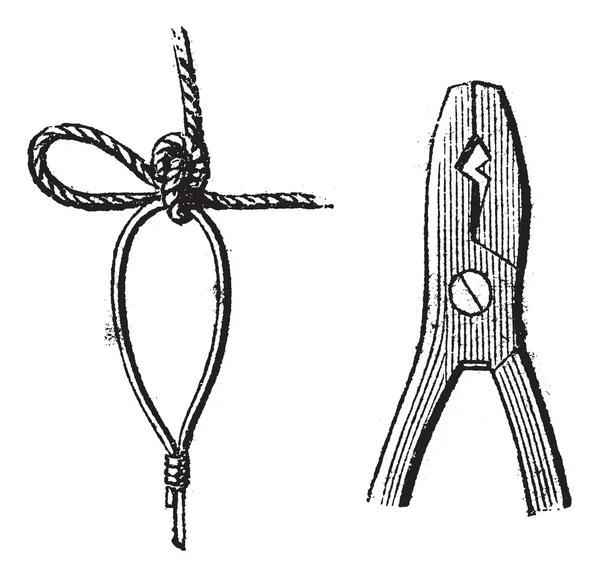 Fig. 17. Clavo, Fig. 18. Alicates para sellado, grabado vintage . — Archivo Imágenes Vectoriales