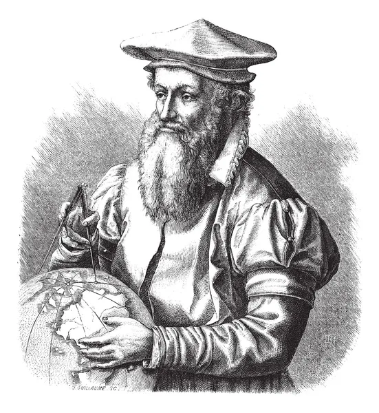Джерард Меркатор, винтажная гравировка . — стоковый вектор