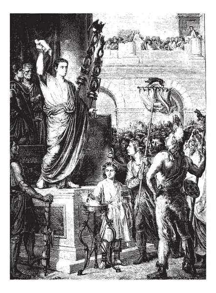 Augustus παρουσιάζεται στα μέλη από τις τρεις επαρχίες της Γαλατίας — Διανυσματικό Αρχείο