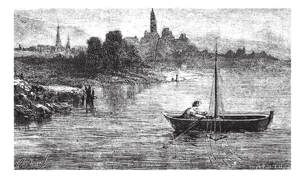 Fig. 102. - La pesca de la trucha tiene una nutria, grabado vintage . — Vector de stock