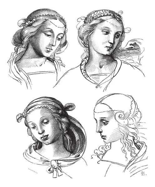 Dibujos a pluma de Rafael, en la Academia de Bellas Artes de Venecia . — Vector de stock