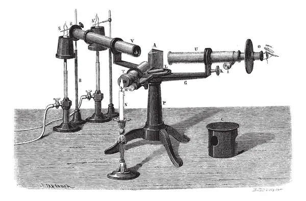 Spectroscope ou spectrophotomètre, gravure vintage . — Image vectorielle