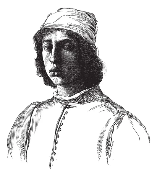 Galerie Uffizi ve Florencii. -portrét namaloval filippino lip — Stockový vektor