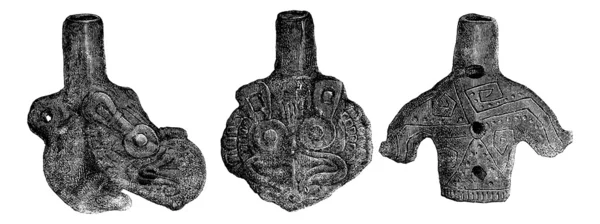 Musée de Sèvres. - Whistle est un visage et un profil de tombeau péruvien — Image vectorielle