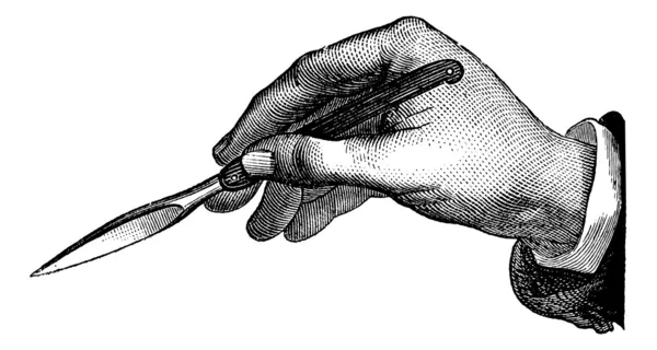 Position du bistouri dans l'incision simple de dedans en dehors, — Image vectorielle