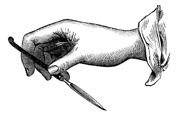 Posizione del coltello nell'incisione singola dall'interno verso l'esterno — Vettoriale Stock