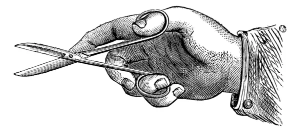 Comment tenir les ciseaux pour faire une incision, gravure vintage . — Image vectorielle