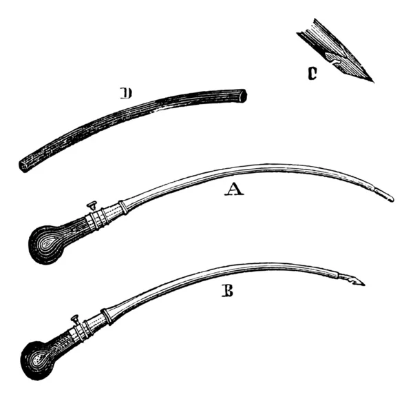 A. A. Un trocar de drenaje, la punta en el mango. B. B. La misma arma — Archivo Imágenes Vectoriales