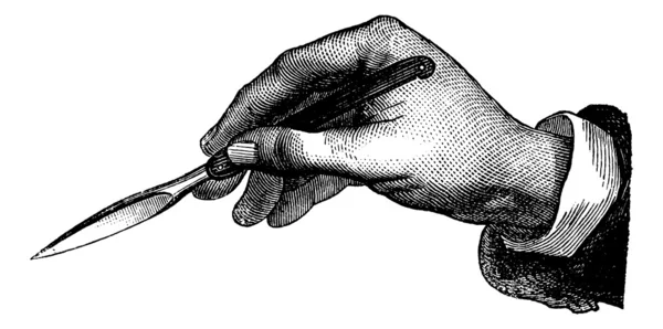 Position du couteau tenue comme un stylo, gravure vintage . — Image vectorielle