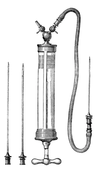 Dieulafoy insugningsventil, utrustade med två kranar och tre trocars, v — Stock vektor