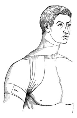 Bandage crosses the neck and armpit, vintage engraving. clipart