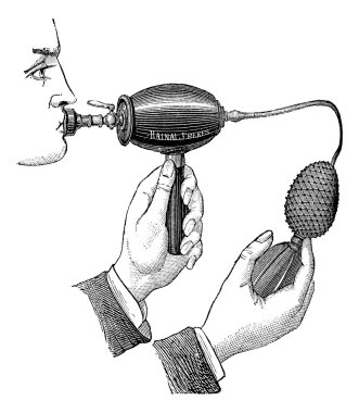 Powered inhaler, vintage engraving. clipart