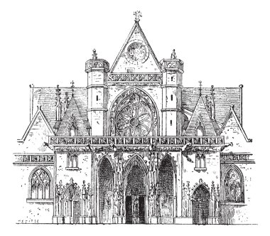 Porch, SAINT-Germain l'Auxerrois, Paris, vintage engraving. clipart