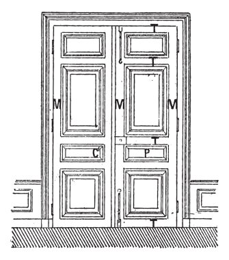 Door with two leaves C, Door, C, frame, M, Amount, P, billboards clipart