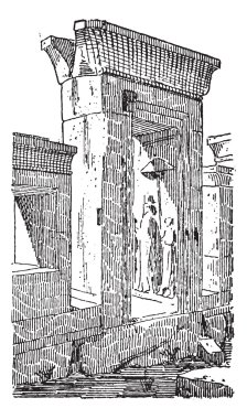 The gate at the palace of Darius vintage engraving clipart