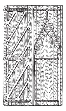 The door of Sainte-Chapelle vintage engraving clipart