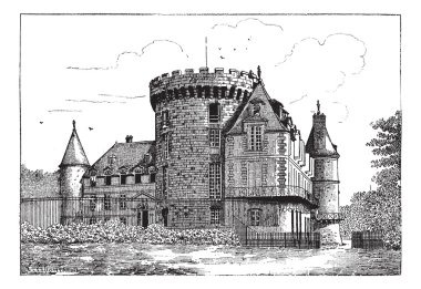 Chateau of Rambouillet, vintage engraving. clipart