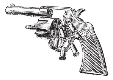 Colt revolver, antika gravür.