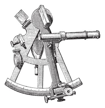 Sextant isolated on white, vintage engraving. clipart