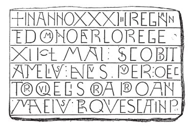 Inscriptions, Writing Carlovingian, vintage engraving. clipart