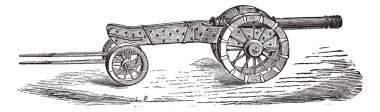 Cannon with limber vintage engraving clipart