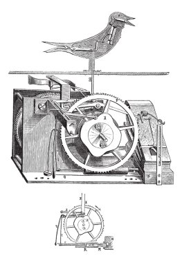 Cuckoo clock vintage engraving